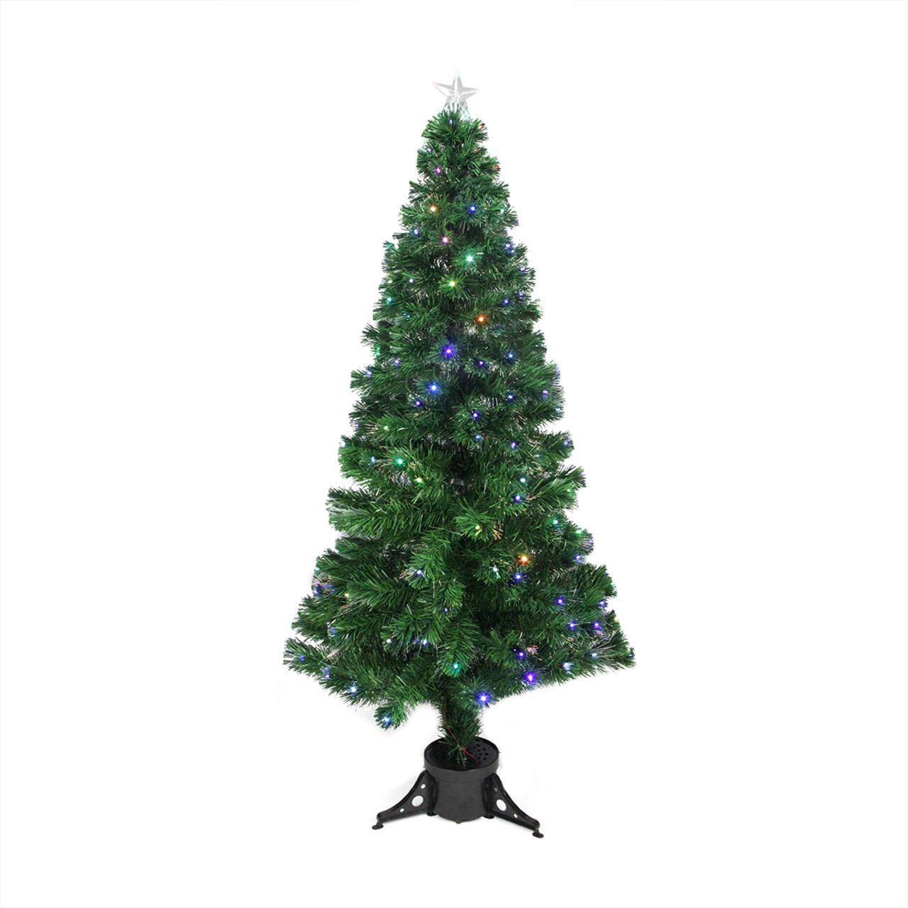 6ft. Pre-Lit Fiber Optic Artificial Christmas Tree with Star Tree Topper and Pot, LED Color-Changing Lights